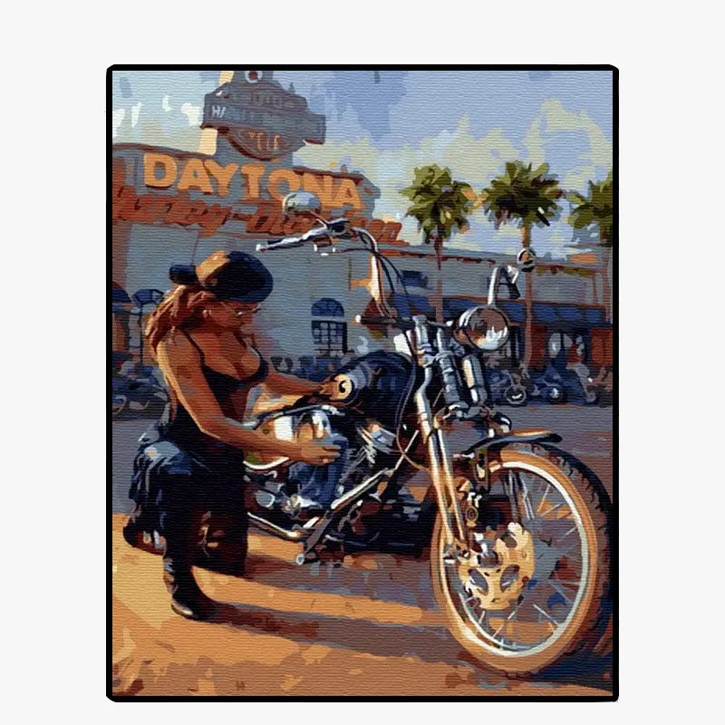 GX36878-40 * 50 картина маслом по номерам крутая девушка мотоцикл Сексуальная настраиваемая оптовая продажа