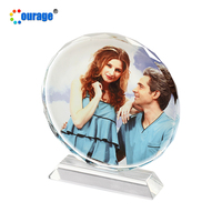Grande taille ronde en cristal de sublimation plaque cadre décoration maison avec support BSJ-03A