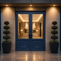 Porte extérieure double en PVC, résistante aux intempéries, insonorisée, pour entrée résidentielle extérieure, double porte battante