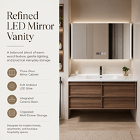 Comptoir de salle de bain en pierre frittée moderne, miroir intelligent résistant aux rayures, mural, sur mesure, vente en gros