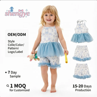Ensemble de vêtements pour tout-petits en 2 pièces, personnalisé avec logo DH ODM, en fibre de bambou respirante, manches courtes, pour toutes les saisons, mode Pâques, pour petites filles
