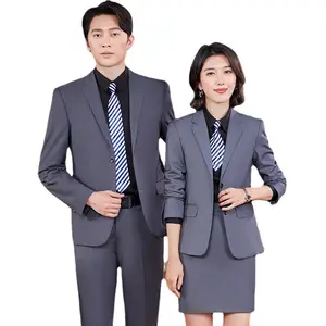 थोक उच्च गुणवत्ता बिजनेस सूट औपचारिक पोशाक एक ही शैली पुरुषों और महिलाओं के दो टुकड़ा पतलून सूट कार्यालय काम प्रबंधक सूट