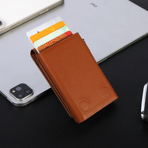 Portefeuille porte-cartes automatique avec blocage RFID et logo personnalisé, porte-cartes magnétique en cuir PU fin de qualité supérieure pour iPhone - Product Image 3