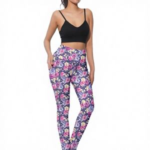 Leggings de Yoga Reversibles Transpirables de Cintura Alta con Estampado Azul Marino Oscuro, Spandex/Poliéster, Soporte, Pedido de Muestra en 7 Días - Product Image 4