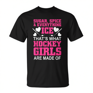 T-shirt personnalisable pour filles sur le thème du hockey sur glace, design promotionnel Sugar Spice & Everything - Product Image 3