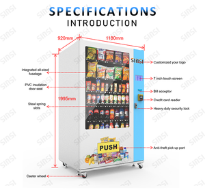 2025 Top distributeur automatique de collations et de boissons avec écran tactile de 7 pouces | Paiement par carte QR de facture de pièces de lait et de nourriture - Product Image 6