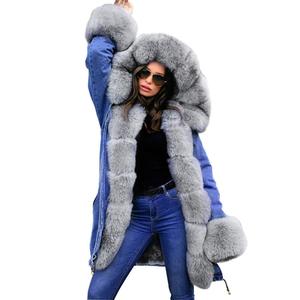 Bestseller Fuchspelzkragen Damen Wintermantel Dick Warme Oberbekleidung Langarm Lange Oberteile Modische Kleidung EAA0937 - Product Image 1