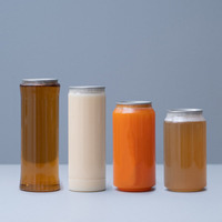 Boîte ronde en plastique PET de 250 ml, 330 ml, 500 ml pour thé boba, soda, café glacé, avec anneau d'ouverture facile et couvercle à ouverture facile