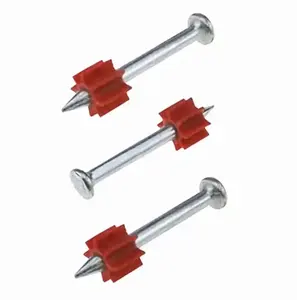 Red Hit Fasteners Drive Pin Shooting Nail With 12mm Steel Washer For Power Actuated Tool
