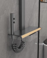 Système de robinetterie de salle de bain mural thermostatique numérique à LED, en cuivre chromé, avec pommeau de douche carré à jet, pluie, cascade et fonction de glissement doux