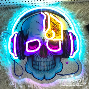 سماعات رأس رائعة بتصميم جمجمة نيون للمنزل ومراكز التسوق والنوادي الليلية وقاعات الكاريوكي والفنادق والمكاتب وديكورات الشركات - Product Image 2