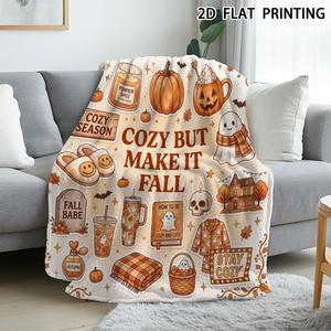 Manta de Franela con Pompones, Manta para Siesta, Súper Suave, Lavable a Máquina, para el Invierno, con Estampado Personalizado, OEM, ODM - Product Image 2