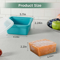 Boîte alimentaire carrée en silicone de 500 ml avec couvercle, sans BPA, boîte à lunch étanche, compatible congélateur et micro-ondes, style minimaliste, rangement de cuisine