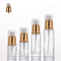 Flacon diffuseur en verre givré or/argent transparent de 15/20/30/50 ml, vide, pour sérum de soin, crème visage, lotion, avec pompe ou vaporisateur
