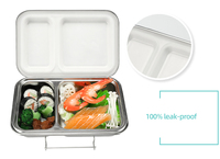 Aohea Diviseur Boîte à bento en acier inoxydable pour enfants Boîte à lunch en silicone étanche Boîte à lunch en acier à 2 compartiments