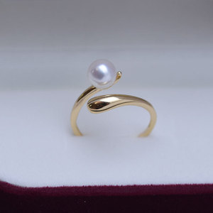 Bague en perle d'eau douce ronde impeccable de 6 à 7 mm pour femmes, argent S925, accessoires ouverts, forte luminosité, vente en gros - Product Image 2