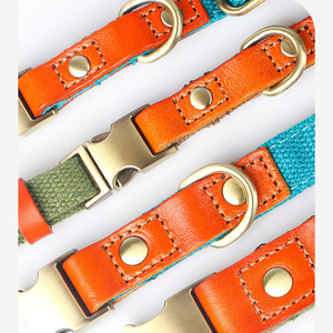 Retro color-blocked pet <b>collar</b>, suitable for small, medium, and <b>large</b> <b>dogs</b>, Pomeranians, cats, and <b>dogs</b>; logo printing - Product Image 3