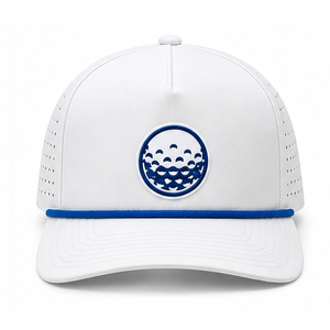Gorras de Béisbol Blancas Transpirables e Impermeables Personalizadas con Logotipo Bordado en Parche Tejido, Orificios Cortados con Láser y Cuerda, Gorras de Golf - Product Image 2