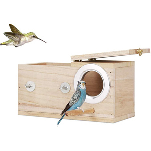 Phụ kiện chim gỗ, lồng chim lớn, chuồng chim, hộp làm tổ cho chim họa mi, chim sẻ, lồng nuôi chim, máng ăn cho động vật - Product Image 1