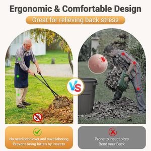 Râteau à feuilles en métal léger à long manche, outil de jardinage efficace et peu exigeant en énergie, pas besoin de s'agenouiller, ramasse-herbe - Product Image 5