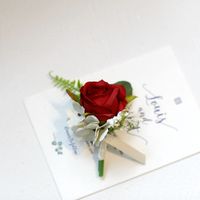 Boutonnier Pengiring Pria Pernikahan Buatan Tangan, Corsage Pergelangan Tangan Pengantin Mawar Palsu untuk Pengiring Pengantin, Aksen Dekoratif Gaya Korea
