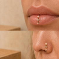 Perhiasan Tindik ZUOLA Dropshipping Halloween Berlapis Emas 18K Zirkon 5A Titanium Bedah untuk Telinga Hidung Bibir