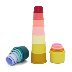 Hot Baby Bpa Free Silicone Stacking Cups Sensory Building <b>Tower</b> Set Stack up Cup Toys - Product Image 1