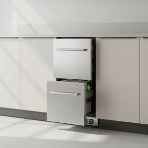 NE-356S-P Enfriador de cerveza de doble cajón, delgado y largo, de acero inoxidable, con temperatura constante, refrigerador de bebidas para el hogar y hoteles - Product Image 1