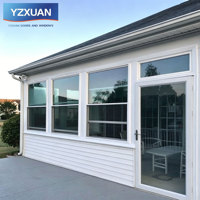 Ventana Abatible de Aluminio con Rotura de Puente Térmico, Deslizamiento Vertical y Apertura Abatible, Doble Vidrio Templado, Herrajes Caldwell, para Terraza de Villa