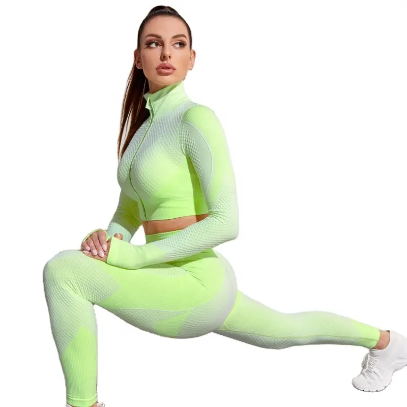 Европейский и американский фитнес нейлон дышащие быстросохнущие брюки бесшовные спортивные йоги комплект из 2 предметов