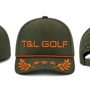 Two Tone Contrast Golf Cap <b>Waterproof</b> 5 Panel Semi-Structured Rope Cord Tonal Embroidery Snapback <b>Hat</b> Custom Logo - Product Image 4