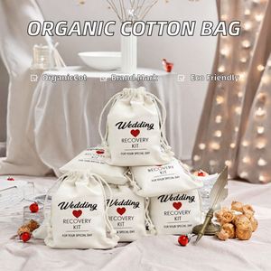 Bolsas de Algodón Orgánico Reciclable de Alta Calidad, Kit para la Resaca, Logotipo Personalizado, Impresión por Transferencia de Calor, Bolsas de Bienvenida para Invitados de Boda - Product Image 2