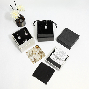 Oem Custom Logo Paper Jewelry <b>Boxes</b> Base and Lid Cardboard Gift Packaging Box with Paper Box Silver Polishing Cloth - Product Image 3