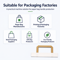 Machine industrielle de fabrication de poignées en corde de papier plate avec moteur et colle thermofusible pour sacs de courses, machines d'emballage en papier kraft FEIYANG