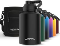 Botella de Agua Deportiva Aislada de Acero Inoxidable Watersy de 1 Galón (64 oz) para Exteriores, Termo al Vacío para Camping y Alimentos