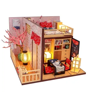 プレミアム木製ドールハウス家具おもちゃDIYミニチュアドールハウスバレンタインギフト子供のおもちゃ