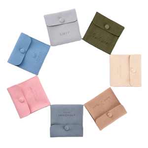 Pochette à bijoux pliable en suède à motif géométrique avec insert en microfibre, pochette imprimée du logo pour boucles d'oreilles, colliers, cartes – Idée cadeau - Product Image 4