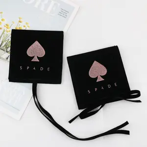 Black Suede Microfiber Velvet Pouch Custom Jewelry Pouches Packaging With Rose Gold Logo