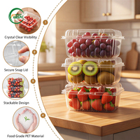 Duurzame, stapelbare, wegwerp PET plastic fruit- en groentebak met hoge transparantie en ventilatiegaten