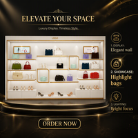 Vitrine de présentation de luxe sur mesure avec éclairage LED pour sacs à main et chaussures, meuble de présentation pour magasin de sacs et chaussures