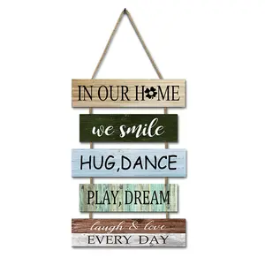 China Factory Supply Inspirational Wooden Rustic Hanging Motivational Wall Art Decoration Sign Positive Quotes Wall Art