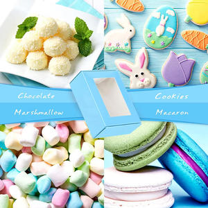 La mejor opción, embalaje de regalo duradero confiable, galleta de caramelo, Mini caja de pastel de papel personalizada Kraft azul con ventana - Product Image 4