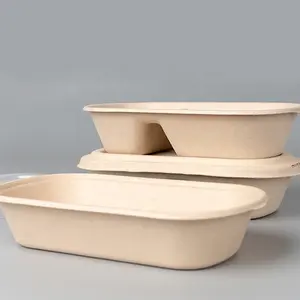 Free Sample Round Oval Paper Plates Disposable Biodegradable Paper Plate Bamboo Lunch Paper Box