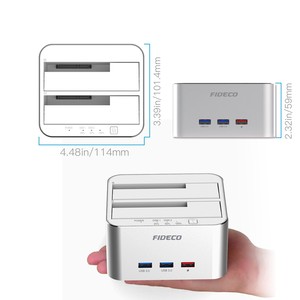Nhôm kép bay USB 3.0 Cổng Ổ cứng gắn ngoài ổ đĩa <span class=keywords><strong>Dock</strong></span> 2.5 3.5 <span class=keywords><strong>HDD</strong></span> SSD bản sao Docking Station SATA <span class=keywords><strong>duplicator</strong></span> - Product Image 3