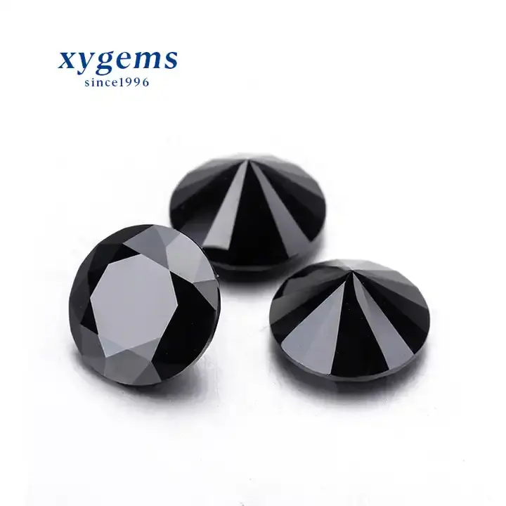 Xygems Black gemstone cz redondo brilhante corte zircônia cúbica preta solta para anéis 18/14k