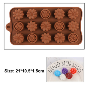 Fai da te regalo fatto a mano sapone stampo pasticceria <span class=keywords><strong>torta</strong></span> Silicone cottura strumenti di decorazione 15 cavità Silicone fiore rosa stampi - Product Image 4