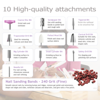Multifunctionele draagbare elektrische nagelboor Draadloos 16000 RPM Penvormig manicure-pedicure-gereedschap met reisetui 10 boorbits