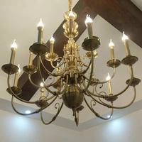 Lustre classique en cuivre, style rococo français, lampe suspendue, luminaire de plafond avec LED, tailles personnalisables