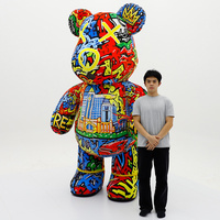 Costume de mascotte gonflable géant ours graffiti de 2,6 m, tenue de personnage de dessin animé gonflable pour adulte, idéal pour événements et carnavals