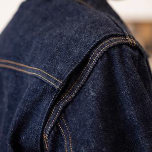 Service OEM en gros Veste en denim brut 100% coton double boutonnage 14oz épais coupe courte ajustée pour homme en denim selvedge - Product Image 5